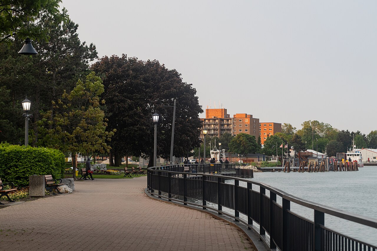 Waterfront walkway through King's Navy Yard Park in Amherstburg