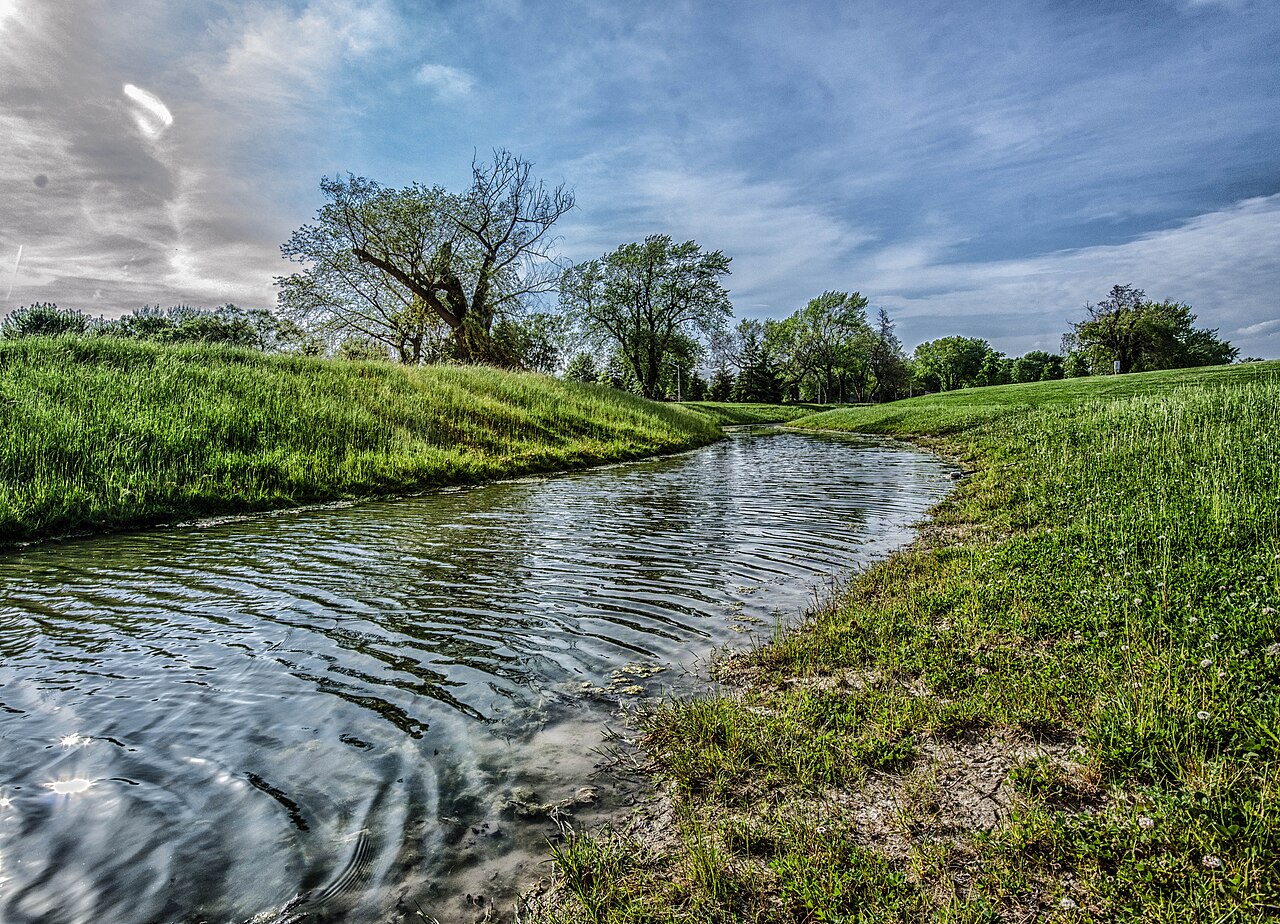 Waterway and green banks in Tecumseh