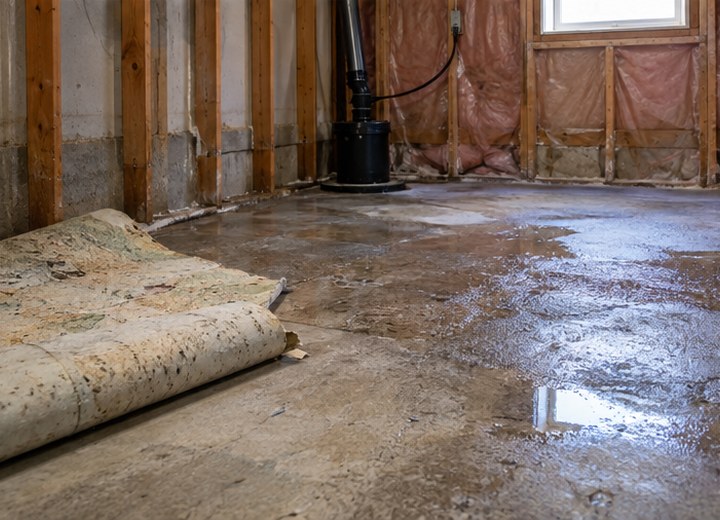 Flooding or dampness — visual example for Why concrete moisture changes the recommendation