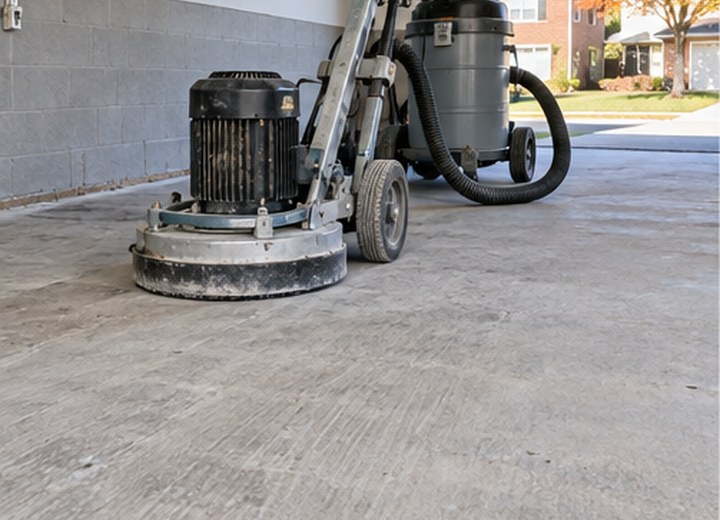 Prepared concrete — visual example for What is a full-broadcast flake floor?
