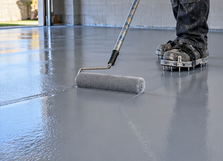 Pigmented base — visual example for What is a full-broadcast flake floor?