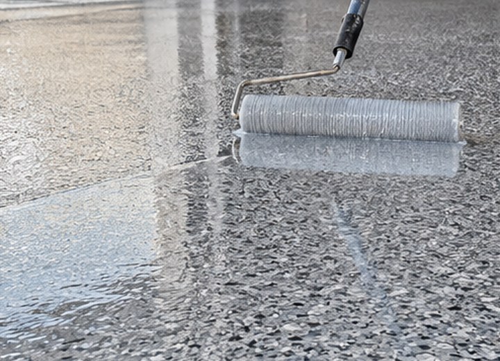 Clear topcoat — visual example for What is a full-broadcast flake floor?