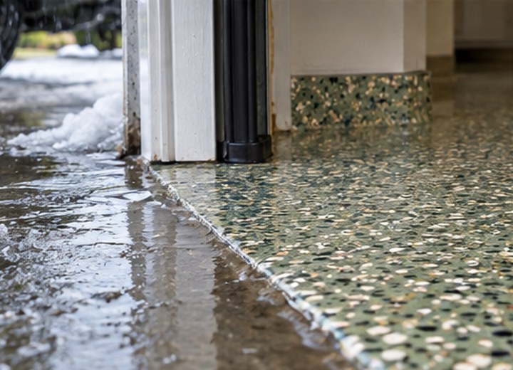 What reaches the edge? — visual example for Garage door thresholds: a small detail that changes the finished floor