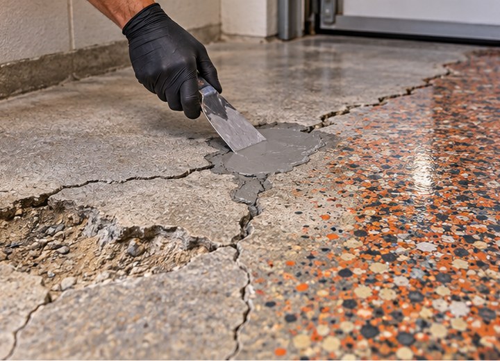 What damage is included? — visual example for Garage floor paint vs. a professional coating system