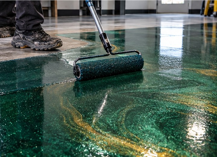 Which layers are installed? — visual example for Garage floor paint vs. a professional coating system