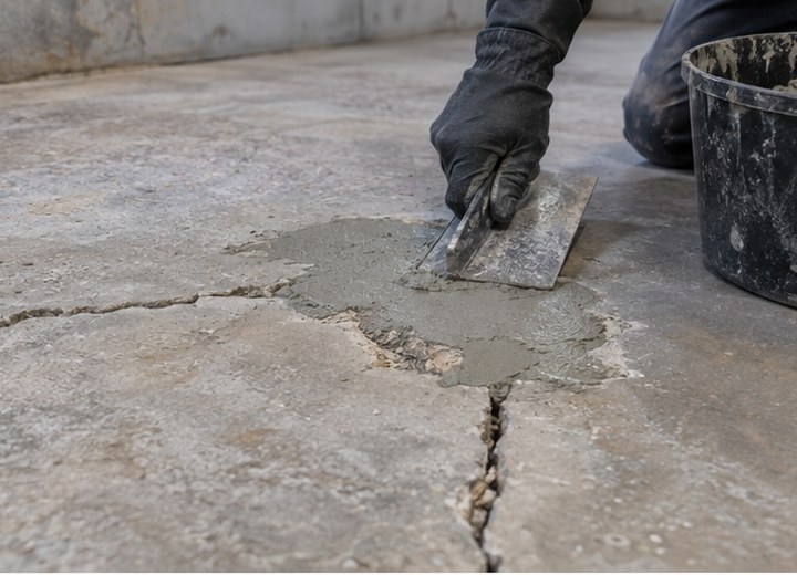 Slab corrections — visual example for How long does an epoxy floor installation take?