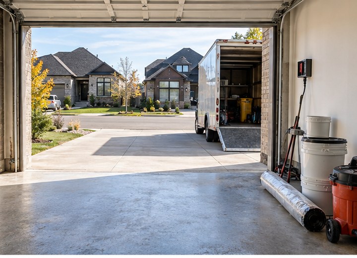 Open the work path — visual example for How to prepare your garage for a coating project