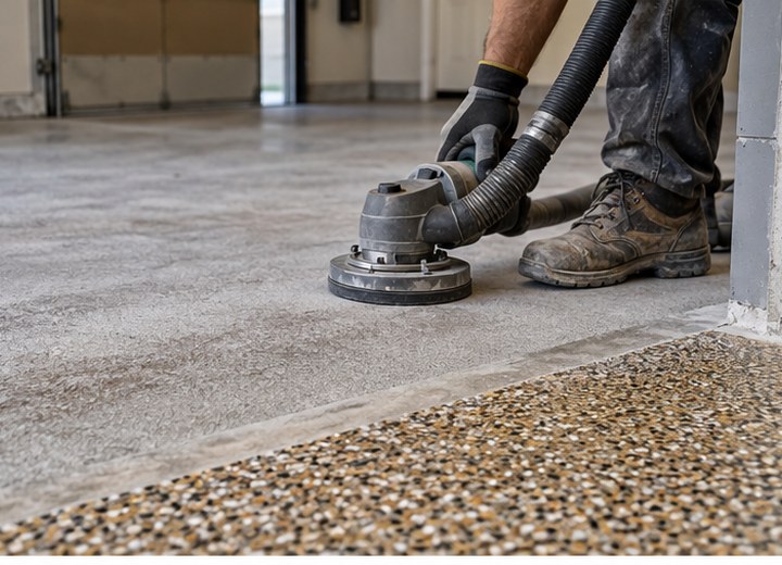 Prepare and repair — visual example for Professional epoxy installation: start to finish