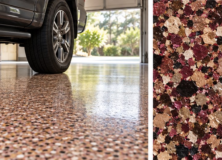 Vehicle service — visual example for When can you walk or park on a new epoxy floor?