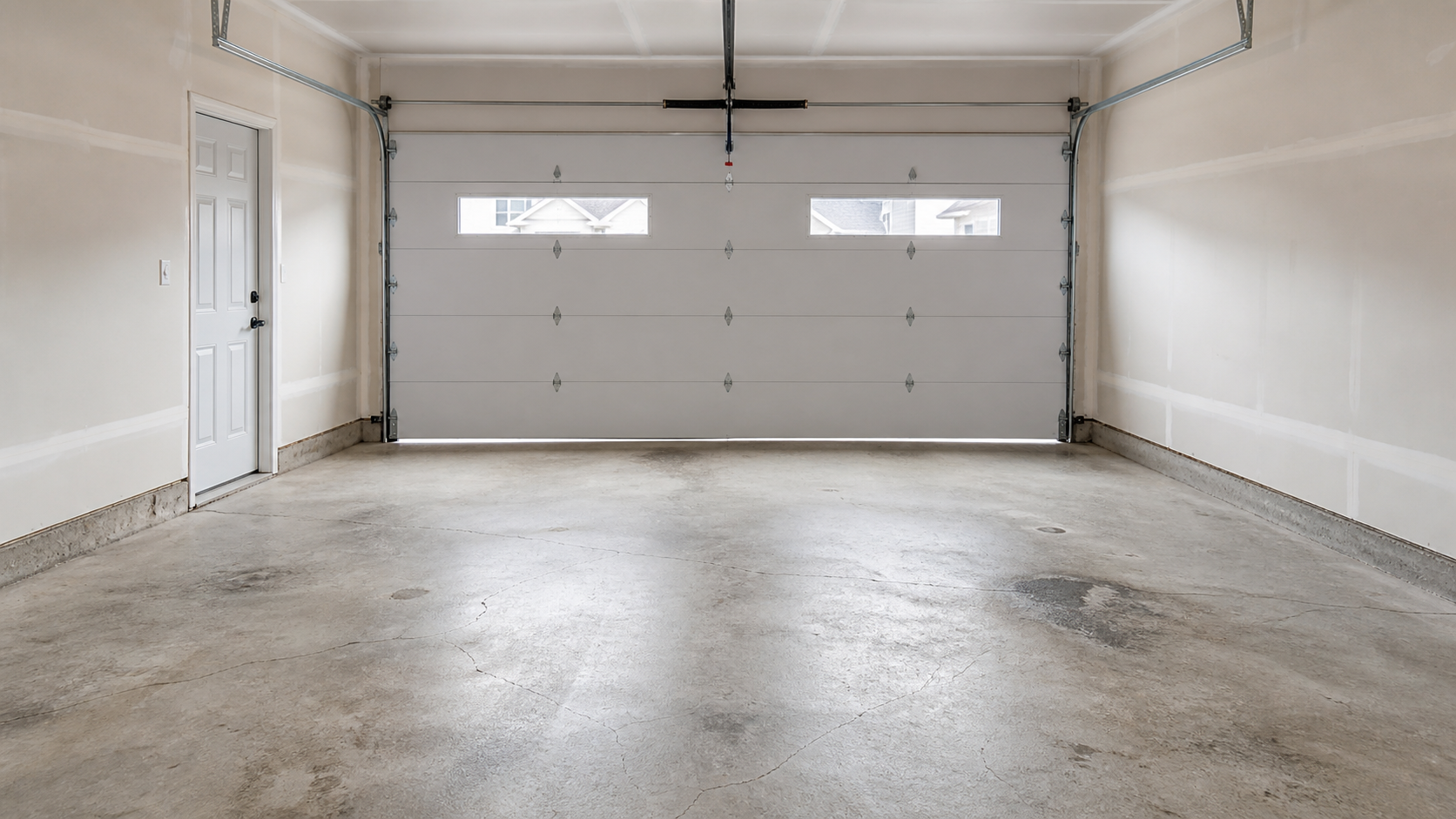 Garage concrete ready for a properly prepared floor system