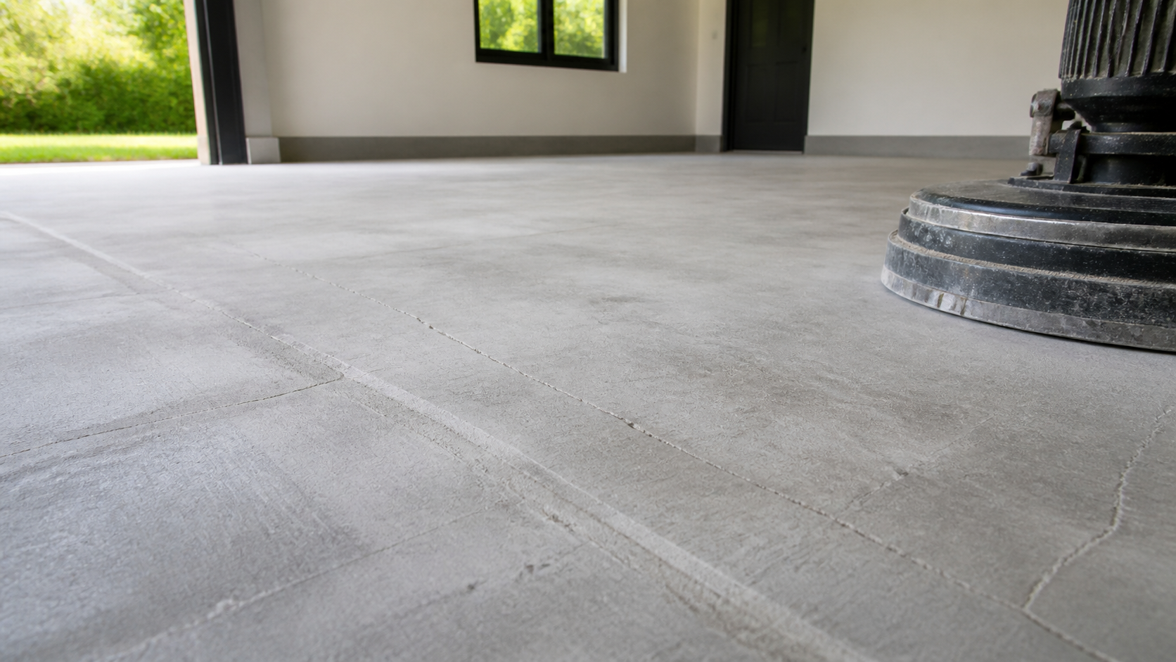 Concrete being mechanically prepared before a coating system